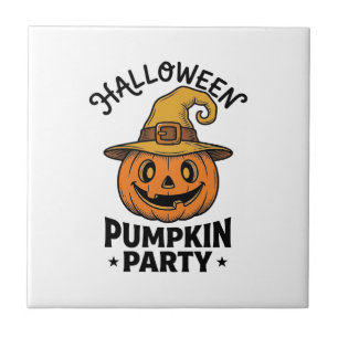 Azulejo Camiseta de calabaza de Halloween sombrero de bruj