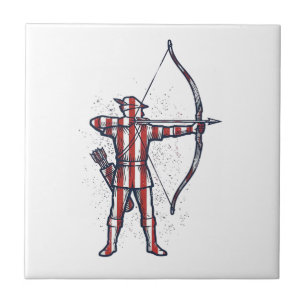 Azulejo Camiseta de caza con arco de bandera estadounidens