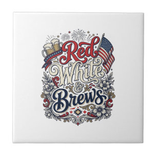 Azulejo Camiseta de cerveza patriótica Red White & Brews D
