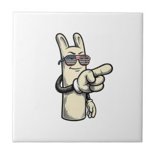 Azulejo Camiseta de dibujos animados de mano señalando pat