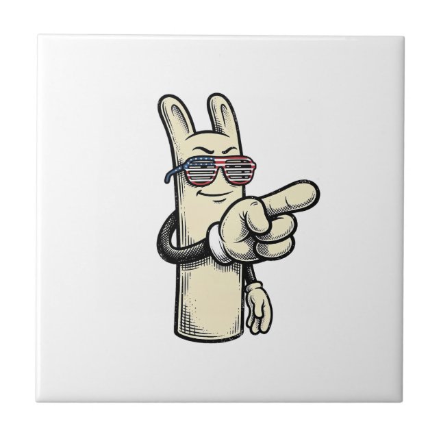 Azulejo Camiseta de dibujos animados de mano señalando pat (Frente)
