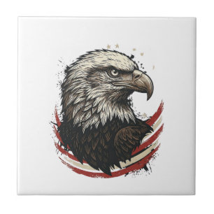 Azulejo Camiseta de diseño de grabado patriótico águila ca