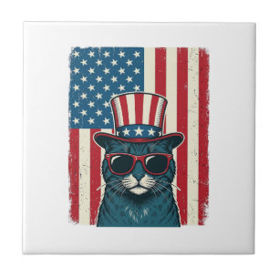 Azulejo Camiseta de diseño de grabado vintage de bandera d
