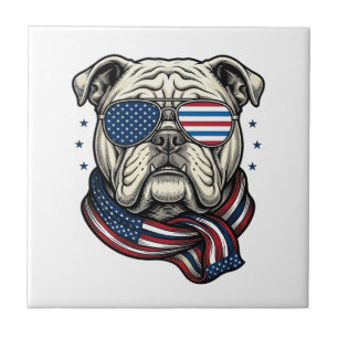 Azulejo Camiseta de diseño de grabado vintage de bulldog p