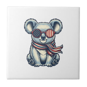 Azulejo Camiseta de diseño de grabado vintage de koala pat