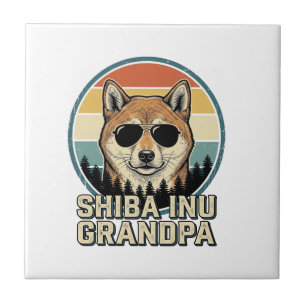Azulejo Camiseta de diseño de perro abuelo Shiba Inu Vinta