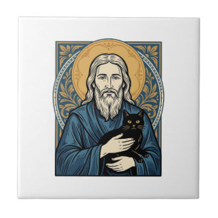 Azulejo Camiseta de diseño vectorial de retrato de gato sa