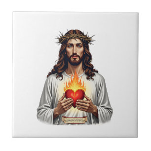 Azulejo Camiseta de fe con grabado vintage de Jesús del Sa