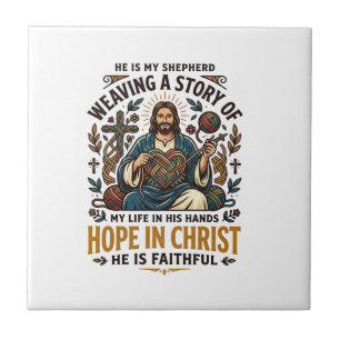 Azulejo Camiseta de ganchillo de punto de Jesús Fe inspira