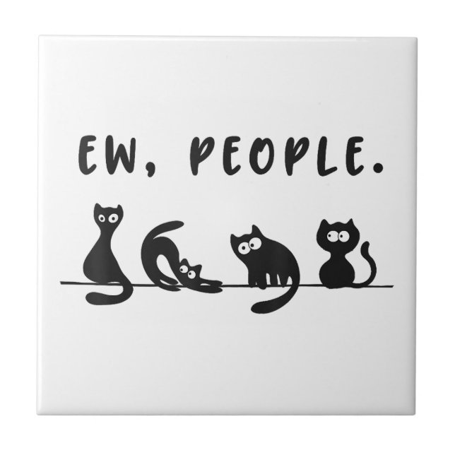 Azulejo Camiseta de gato negro mujeres graciosas nuevas pe (Frente)