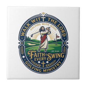 Azulejo Camiseta de golf de Jesús Diseño basado en la fe_1