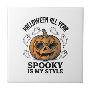 Azulejo Camiseta de grabado de fantasma de calabaza de Hal