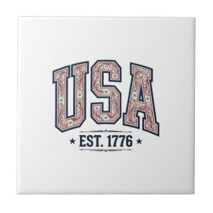 Azulejo Camiseta de grabado patriótico Vintage USA Est 177