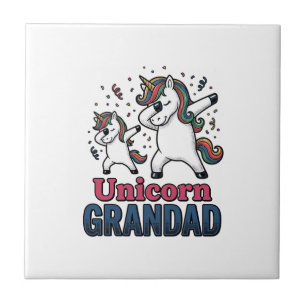 Azulejo Camiseta de grabado vintage de abuelo unicornio Di