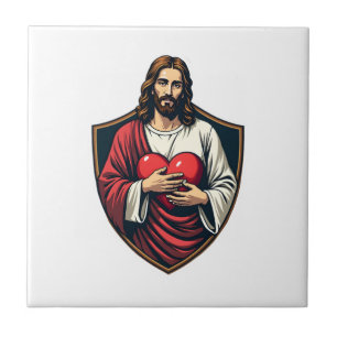 Azulejo Camiseta de grabado vintage de corazón protegido d