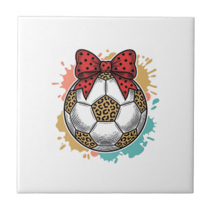 Azulejo Camiseta de grabado vintage de fútbol Leopardo_
