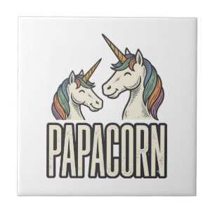 Azulejo Camiseta de grabado vintage de Papacorn Unicorn Da