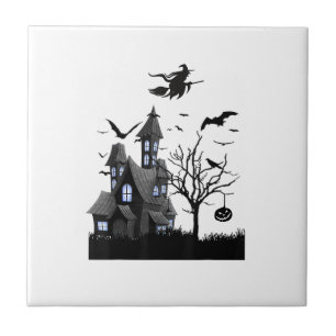 Azulejo Camiseta de Halloween de Casa Embrujada Murciélago