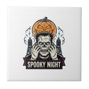 Azulejo Camiseta de Halloween de monstruo con grabado de l