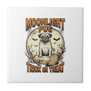 Azulejo Camiseta de Halloween de Pug con grabado vintage M