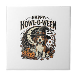 Azulejo Camiseta de Halloween Sombrero de Bruja Beagle Fel