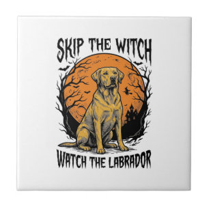 Azulejo Camiseta de Labrador de Halloween con advertencia 