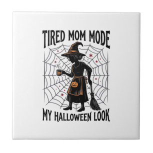 Azulejo Camiseta de Mamá de Halloween Disfraz Cansado Gráf