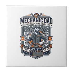 Azulejo Camiseta de mecánico del día del padre Dad diverti