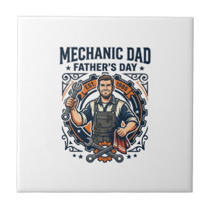 Azulejo Camiseta de mecánico del día del padre Dad diverti