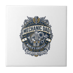 Azulejo Camiseta de mecánico del día del padre Dad diverti