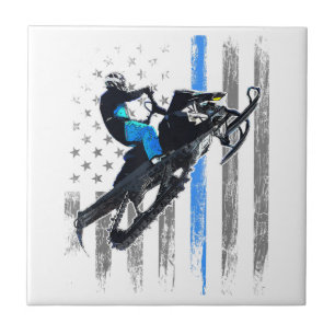 Azulejo Camiseta de moto de nieve de la bandera americana