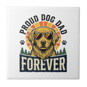 Azulejo Camiseta de Papá Perro Diseño Retro de Golden Retr