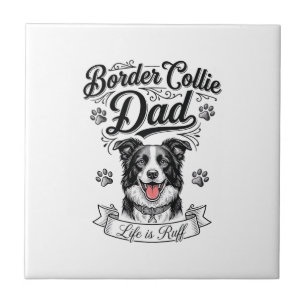 Azulejo Camiseta de perro de grabado vintage de papá Borde