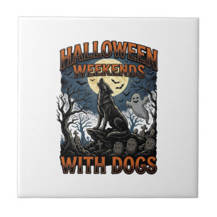 Azulejo Camiseta de perro de Halloween Puppy de cementerio