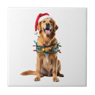 Azulejo Camiseta de perro de Navidad, Papá Noel Retriever