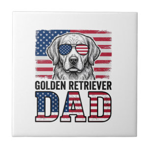 Azulejo Camiseta de perro vintage patriota papá Golden Ret