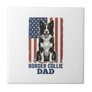 Azulejo Camiseta de perro vintage patriótica de papá Borde