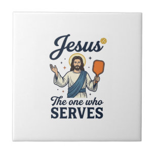 Azulejo Camiseta de pickleball de Jesús el que sirve