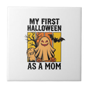 Azulejo Camiseta de primera madre de Halloween Diseño de f