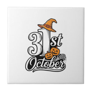 Azulejo Camiseta de tipografía de Halloween 31 de octubre