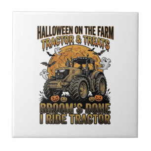Azulejo Camiseta de Tractor de Halloween Divertida Bruja d