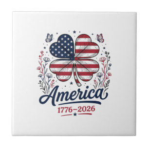 Azulejo Camiseta de trébol patriótico Vintage América 1776