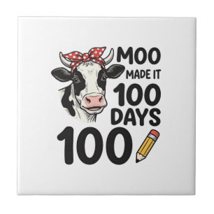 Azulejo Camiseta de vaca de 100 días Diseño de escuela de