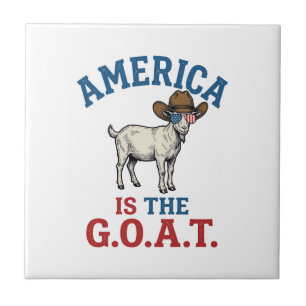 Azulejo Camiseta de vaquero de cabra patriótica América es