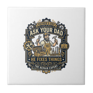 Azulejo Camiseta del Día del Padre repara papá Pregúntale 