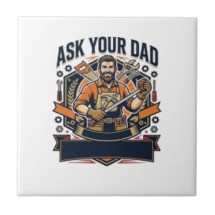 Azulejo Camiseta del Día del Padre repara papá Pregúntale 