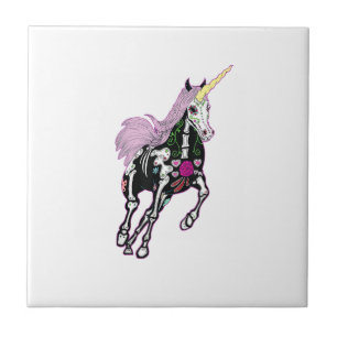 Azulejo Camiseta Día De La Muerte Unicornio Calavera De Az