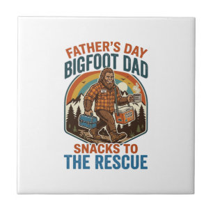 Azulejo Camiseta Día del Padre Bigfoot Papá Criando Niños 