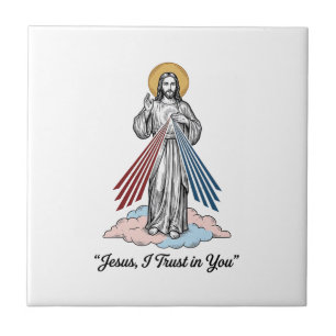 Azulejo Camiseta Diseño de Grabado Vintage Jesús Confío en