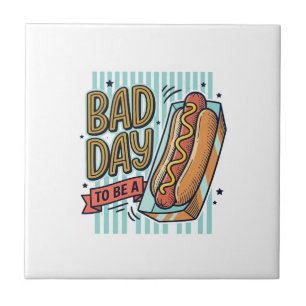 Azulejo Camiseta Diseño Vector Retro Hot Dog Mal Día_1